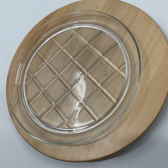 Vtg Indiana Glass 12" Heavy Round Flat serving Platter Clear w/ Diamond Under - Picture 3 of 10